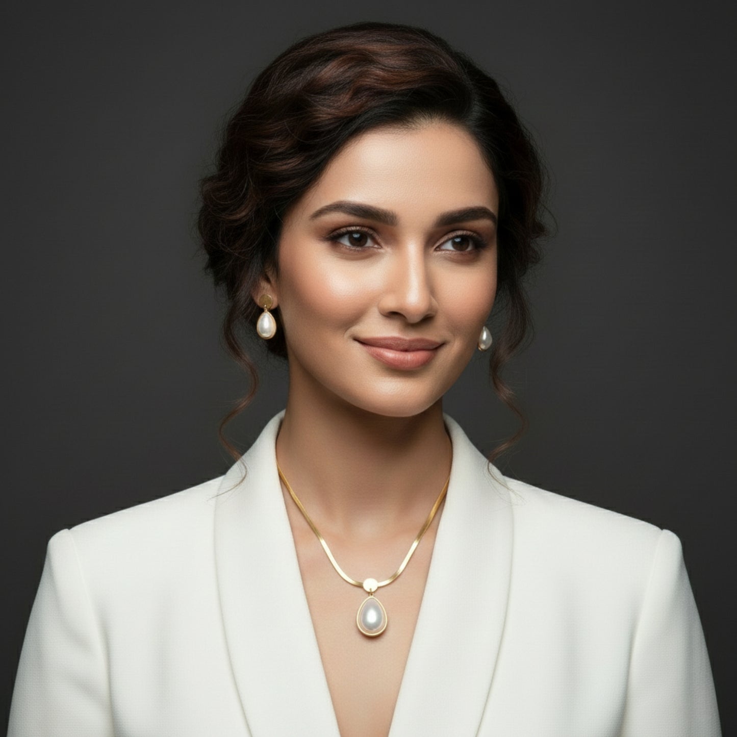 Pearl Necklace and Earrings Set for Women - Lightweight Gold Plated Jewellery - Ethnic Western Formal Wear - Perfect for Office Party Wedding Gifting