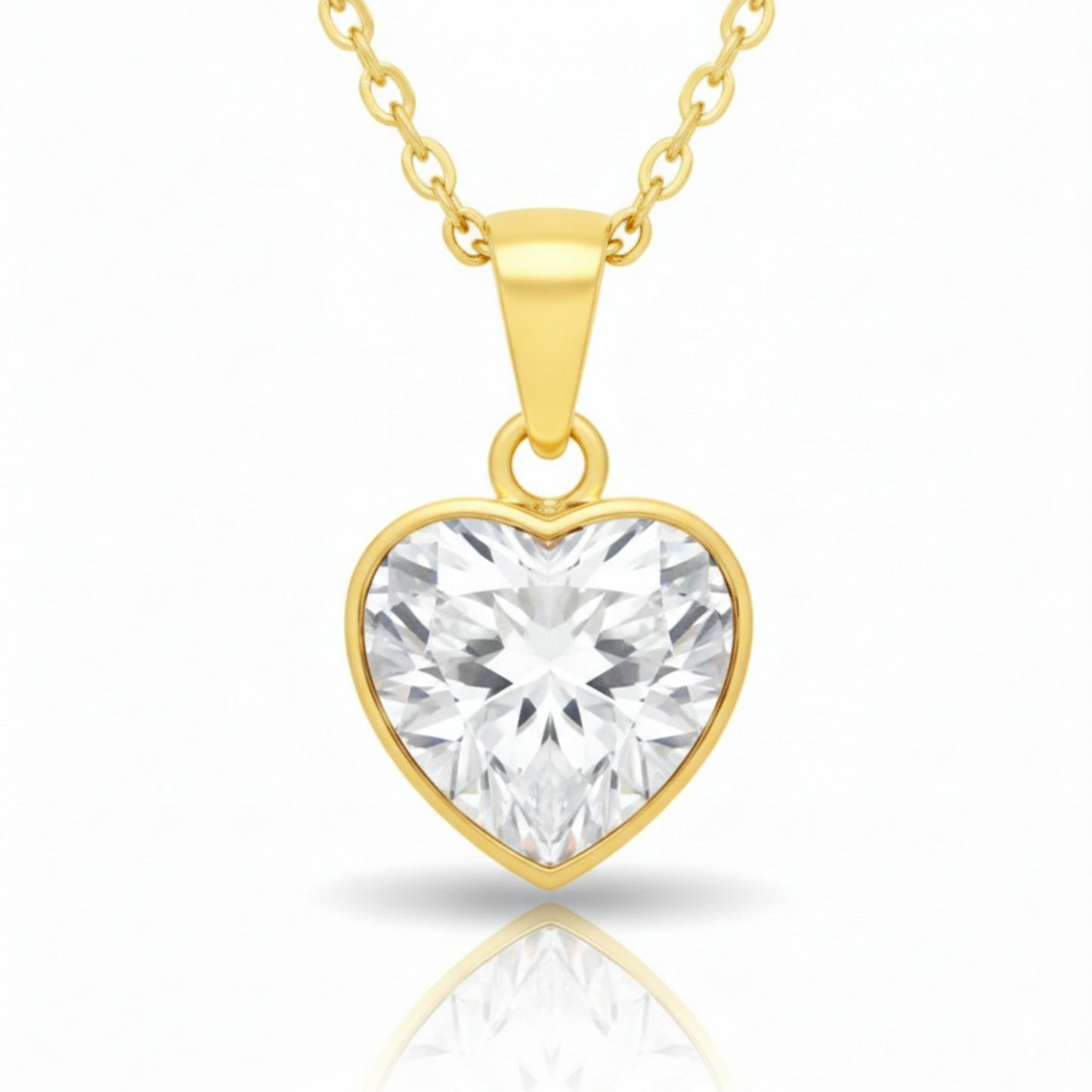 Premium Heart Pendant Necklace & Earrings Set for Women | Gold-Tone CZ Crystal Jewellery | Lightweight & Comfortable | Perfect for Daily Wear & Gifting