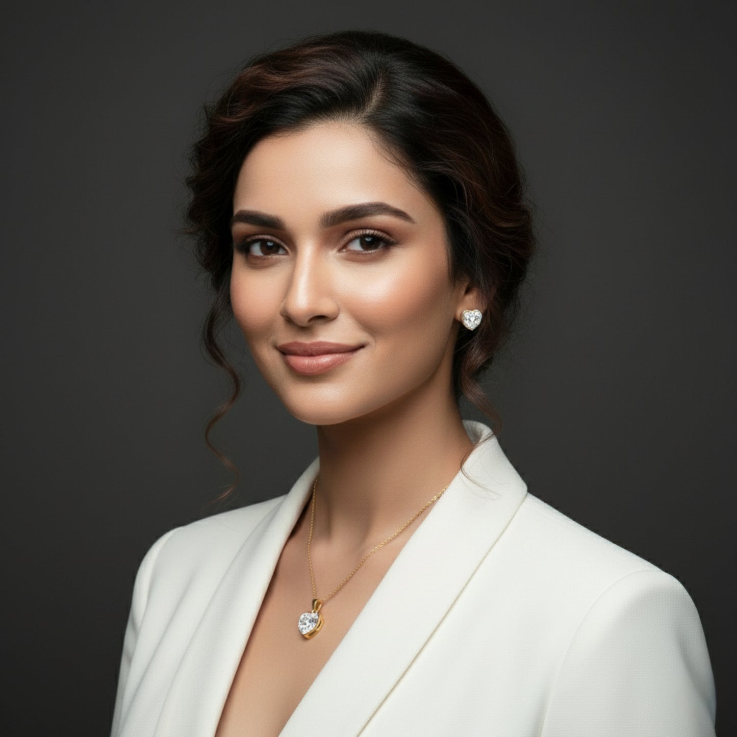 Premium Heart Pendant Necklace & Earrings Set for Women | Gold-Tone CZ Crystal Jewellery | Lightweight & Comfortable | Perfect for Daily Wear & Gifting