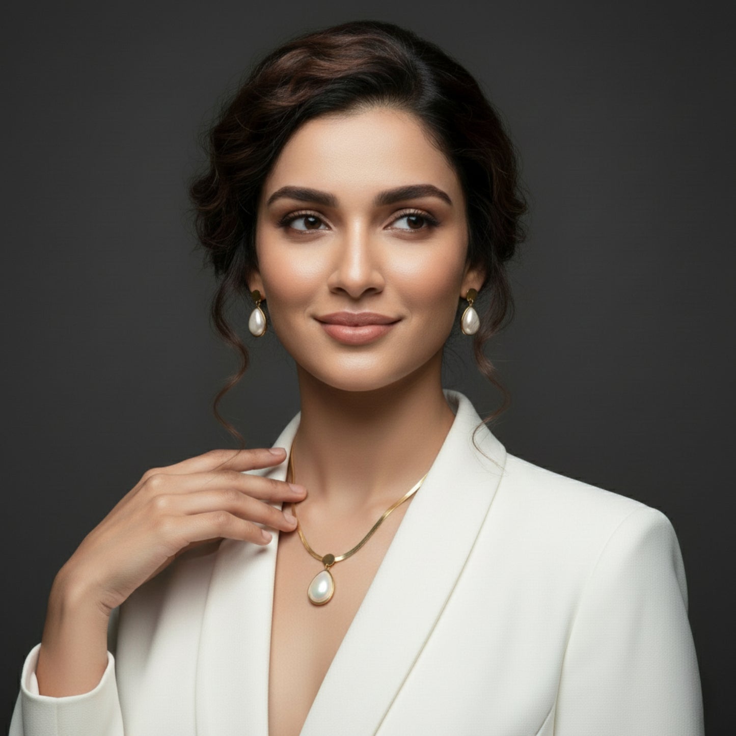 Pearl Necklace and Earrings Set for Women - Lightweight Gold Plated Jewellery - Ethnic Western Formal Wear - Perfect for Office Party Wedding Gifting