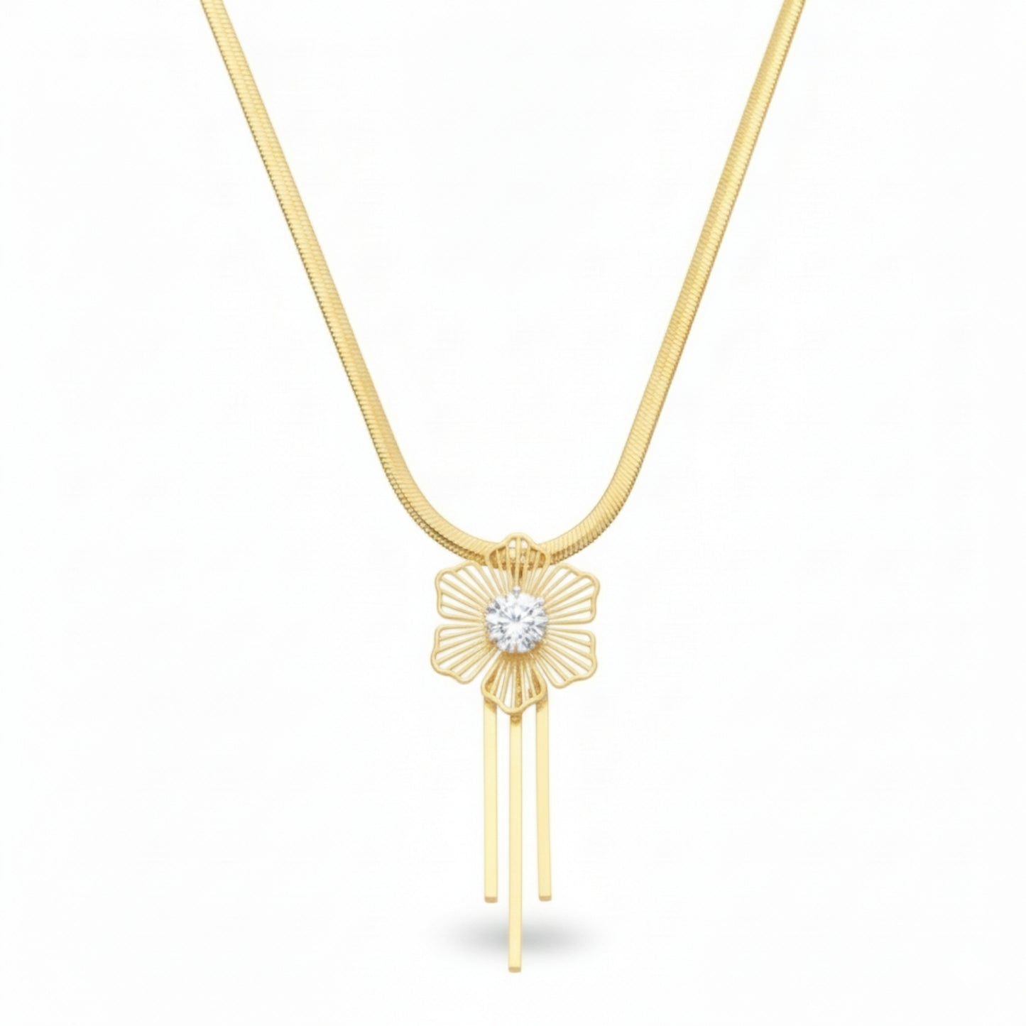 Floral Gold-Plated Necklace & Earrings Set | Lightweight Crystal