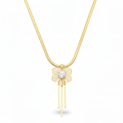 Floral Gold-Plated Necklace & Earrings Set | Lightweight Crystal